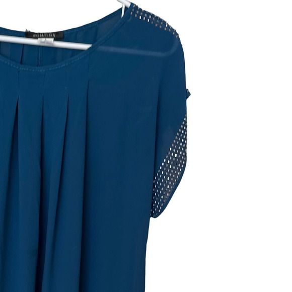 Moroccan Blue Scoop Neck Blouse  SMALL - Picture 6 of 6